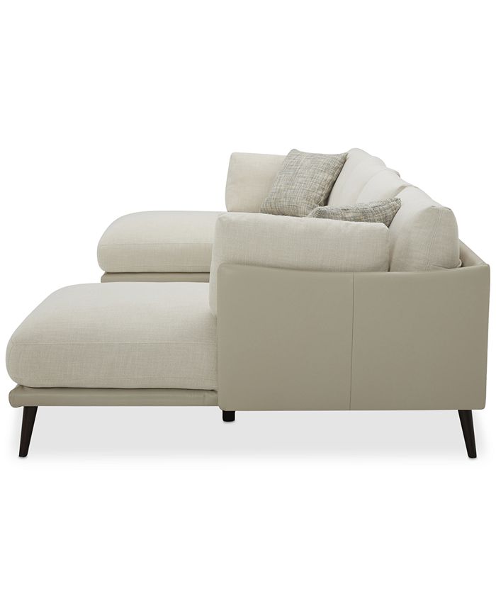 Furniture Marleese 3Pc. Fabric and Leather Sofa with Double Chaise