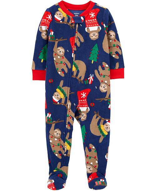 Carter S Baby Boy Or Girl 1 Piece Christmas Fleece Footie Pjs Reviews Pajamas Kids Macy S