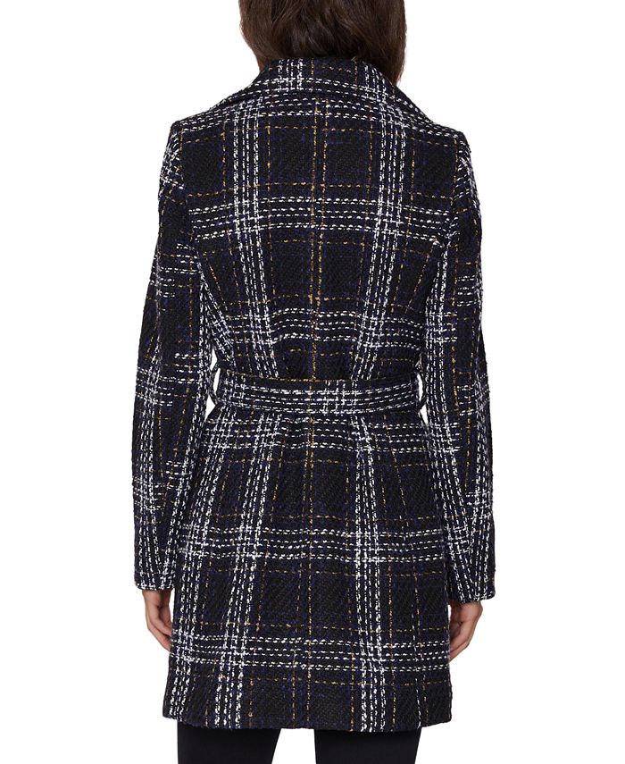 Laundry by Shelli Segal Plaid Belted Wrap Coat & Reviews Coats