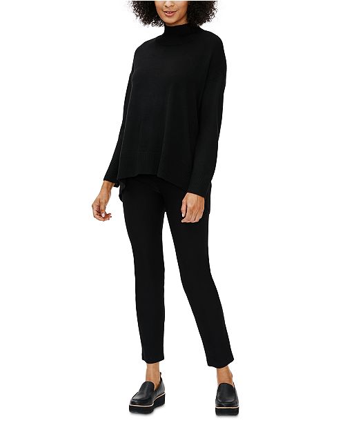 Eileen Fisher Mock Neck High Low Merino Wool Sweater Reviews Sweaters Women Macy S