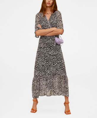 mango leopard print wrap dress