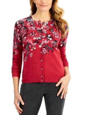 macy's red cardigan sweater