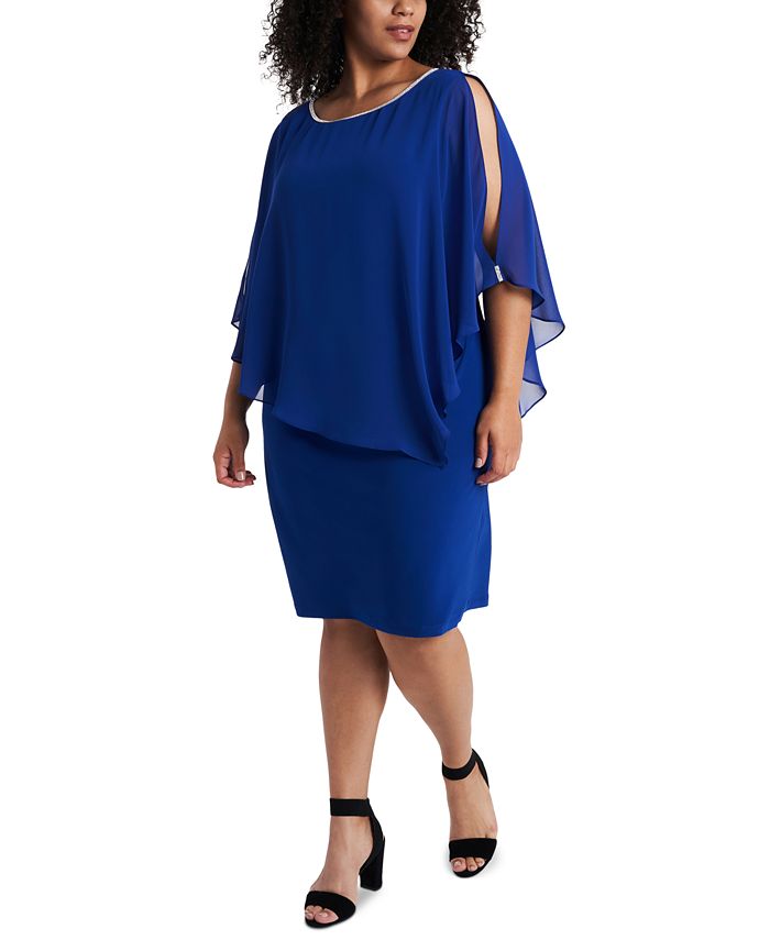 MSK Plus Size Embellished Chiffon-Overlay Dress & Reviews - Dresses ...