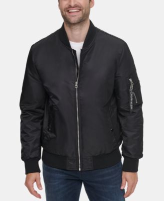 calvin klein men's black bomber jacket