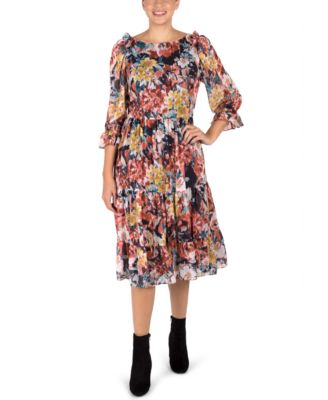 ruffle tiered midi dress