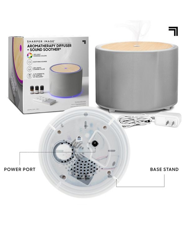 Sharper Image Diffuser Ultrasonic Aromatherapy Wood Lid and Ceramic LED