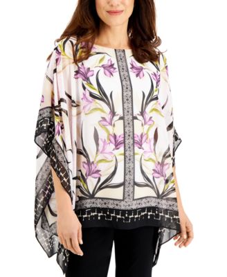 macy's poncho tops