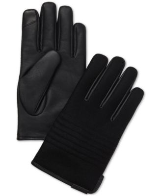 mens black leather touchscreen gloves