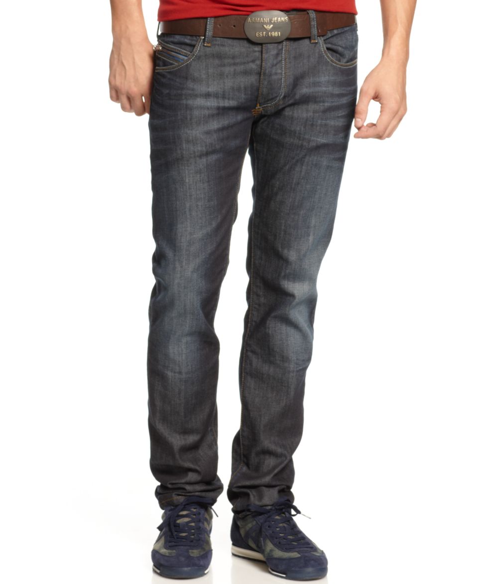 Armani Jeans Low Rise, Slim Fit, Mid Wash Jeans