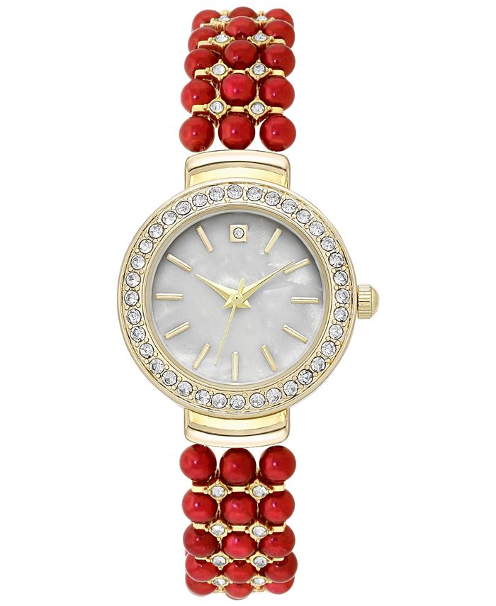 Charter Club Women's GoldTone Crystal & Bead Bracelet Watch 28mm