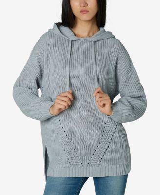 hooded high low sweater