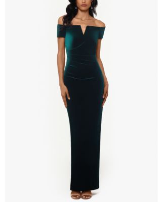 xscape green velvet dress