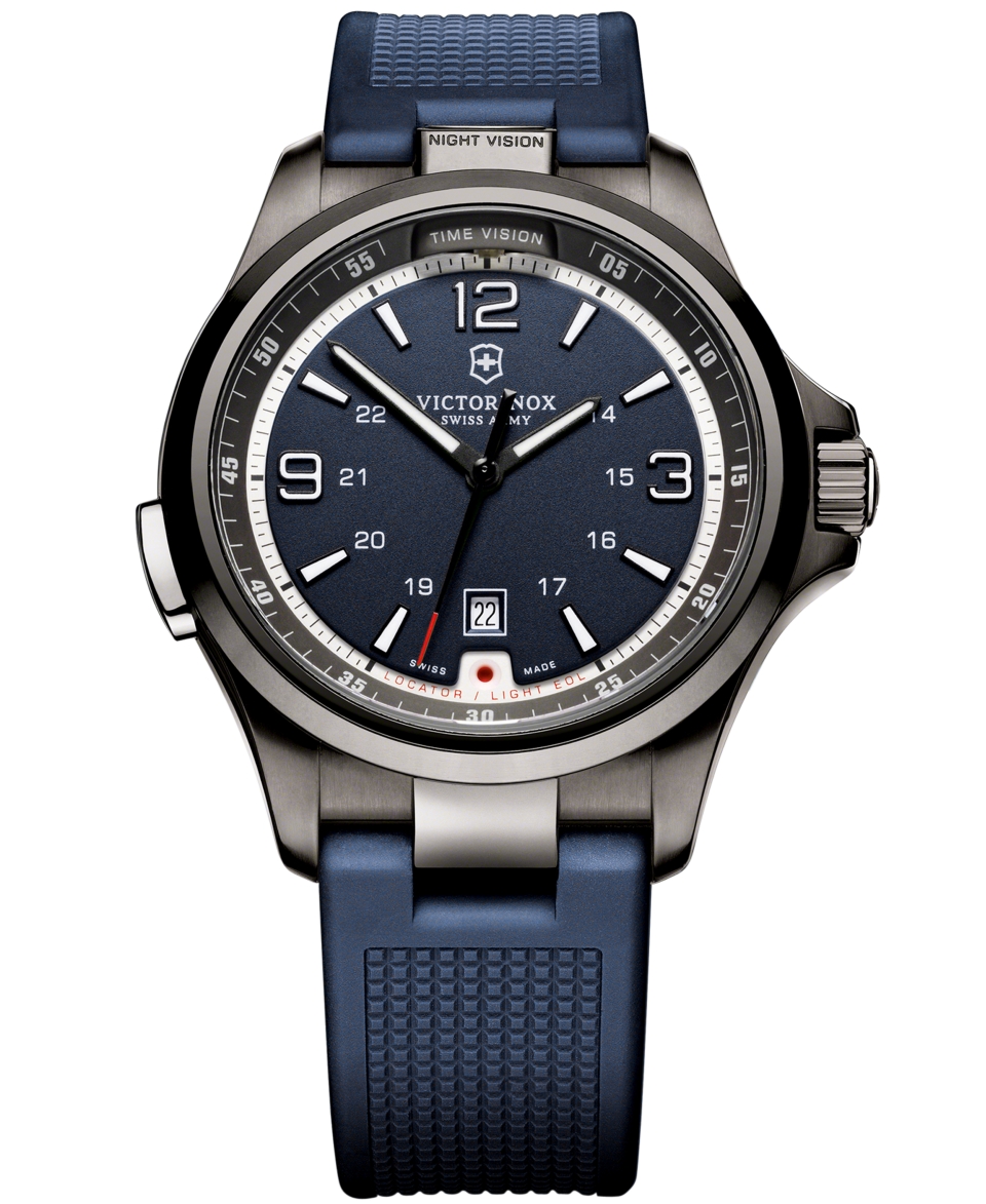 Victorinox Swiss Army Mens Night Vision Blue Rubber Strap Watch 42mm