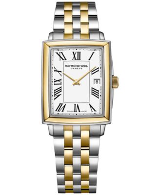 Женские швейцарские часы Raymond Weil Toccata Gold с PVD-покрытием и браслетом из нержавеющей стали 22,6x28,1 мм белого цвета