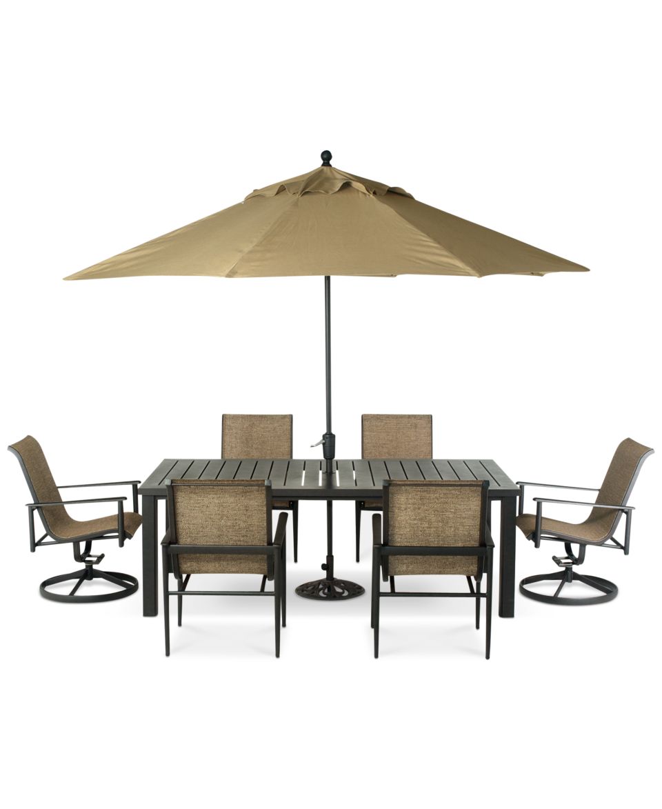 Vintage Outdoor 7 Piece Set 72 x 38 Dining Table, 4 Dining Chairs and 2 Swivel Chairs   Furniture