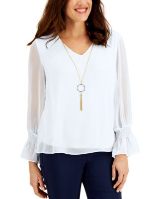 macys womens white tops