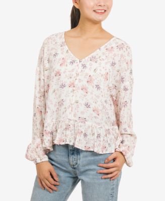 button front peplum blouse