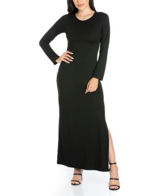 fitted maxi dress with sleeves