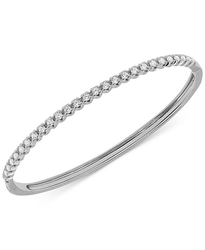 Macy's Diamond Bangle Bracelet (1 ct. t.w.) in 10k White Gold & Reviews