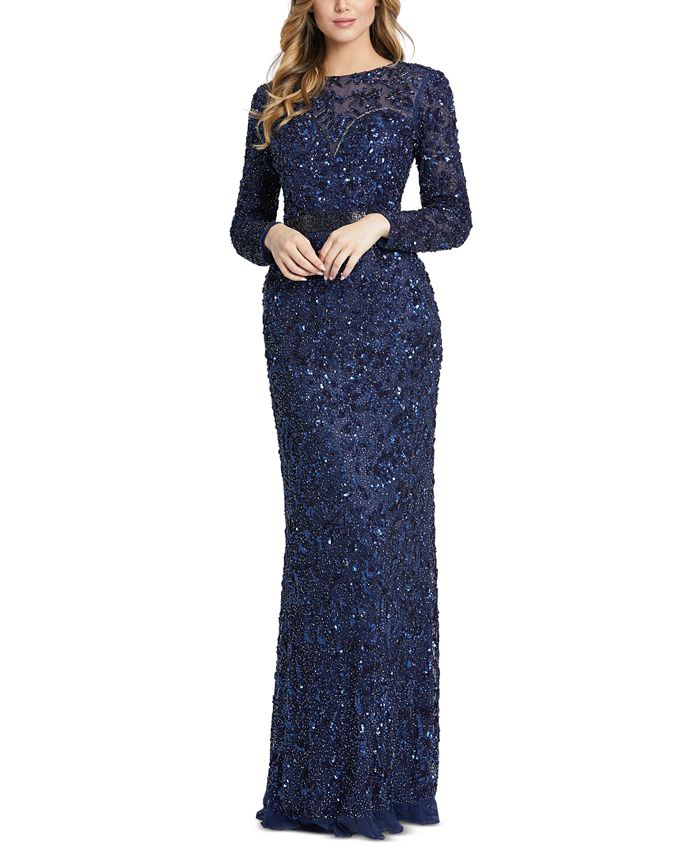 mac duggal sparkle mesh gown