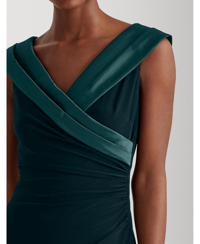 ralph lauren sleeveless portrait collar draped gown