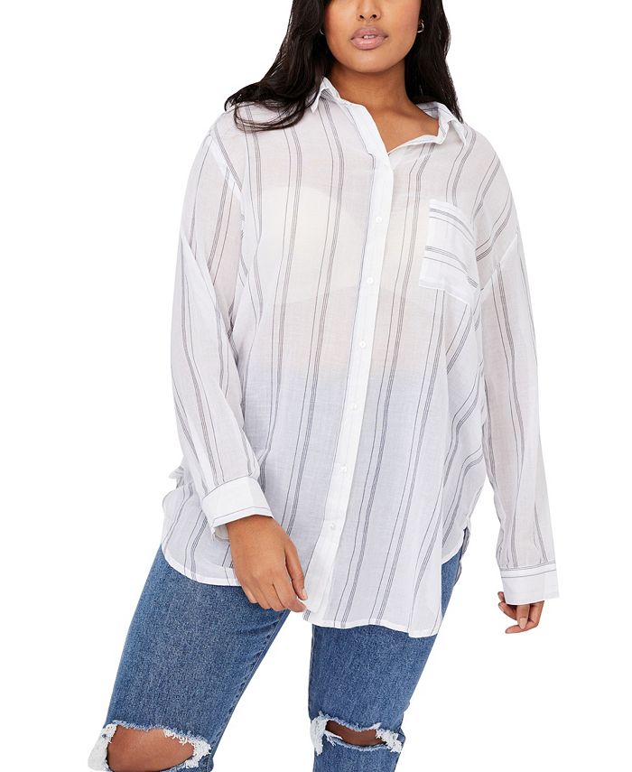 COTTON ON Women's Trendy Plus Size Savannah Oversize Resort Shirt ...