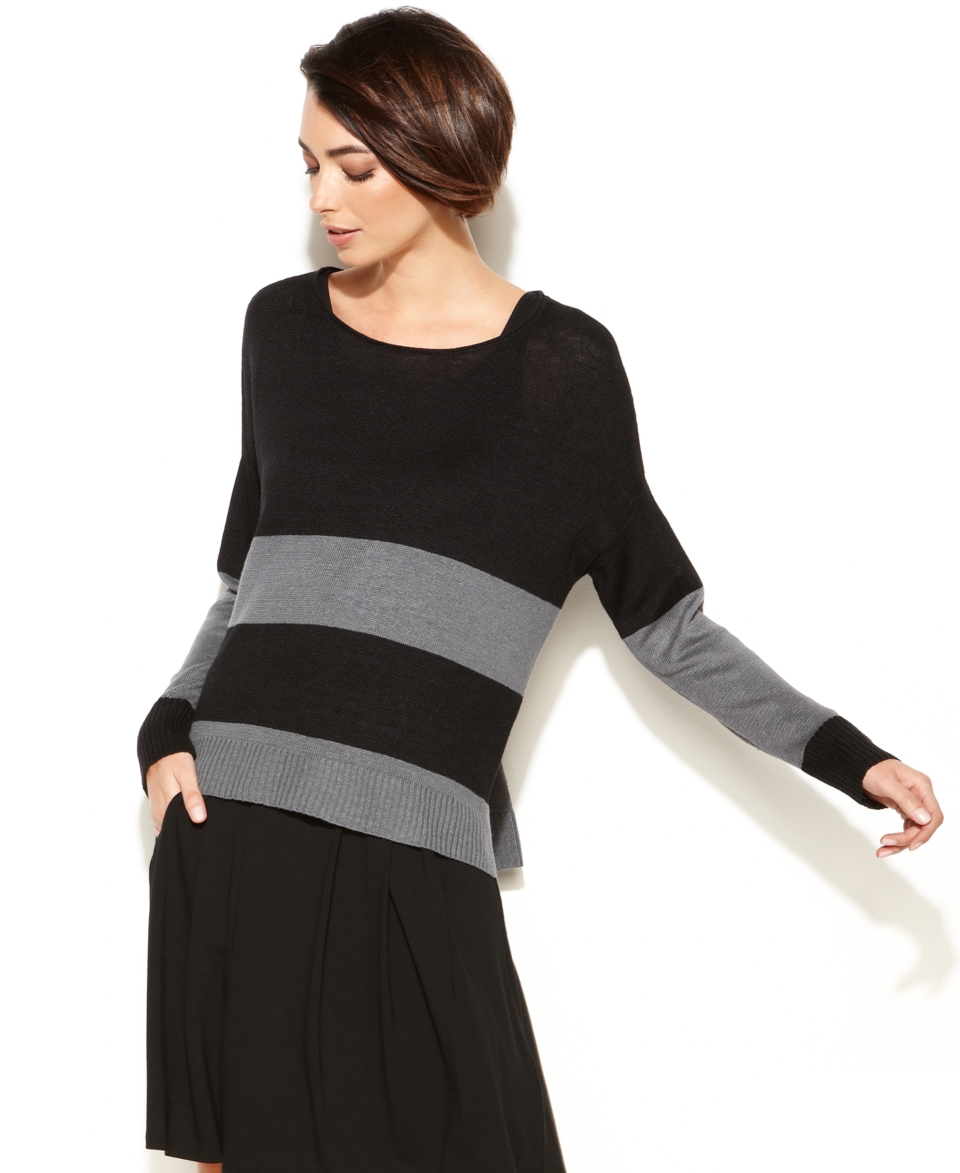 Eileen Fisher Long Sleeve Striped Linen Sweater   Sweaters   Women