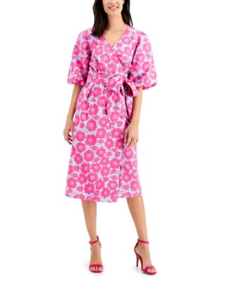 petite floral wrap dress