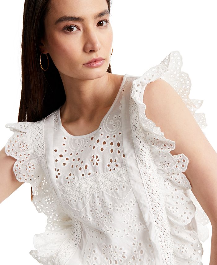 INC International Concepts INC Ruffled Eyelet Top, Created for Macy's & Reviews Tops Women