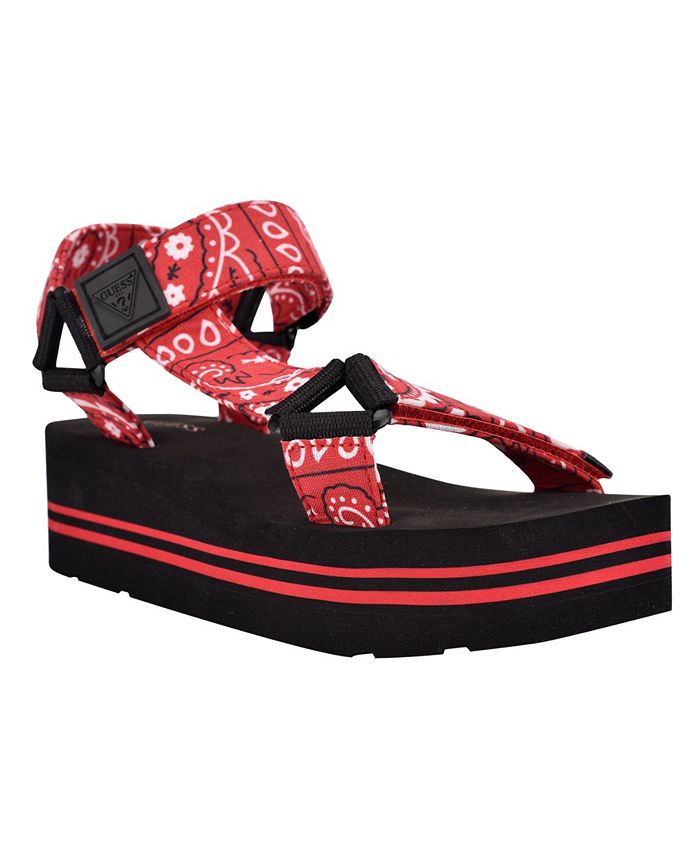 guess avin logo platform sandals