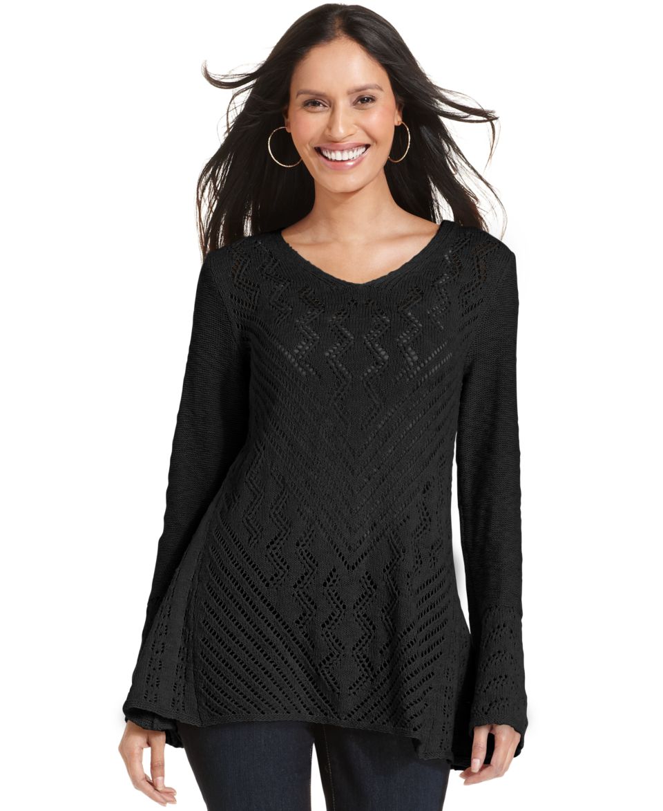 Style&co. Pointelle Knit High Low Sweater   Sweaters   Women