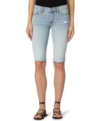 mid rise denim bermuda shorts