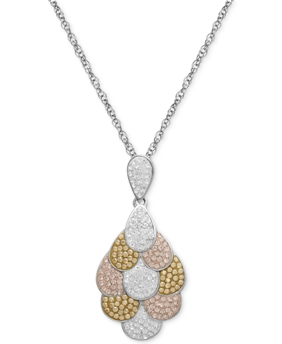 Kaleidoscope 18k Gold over Sterling Silver Necklace, Gold Ombre Crystal Teardrop Pendant with Swarovski Elements   Necklaces   Jewelry & Watches
