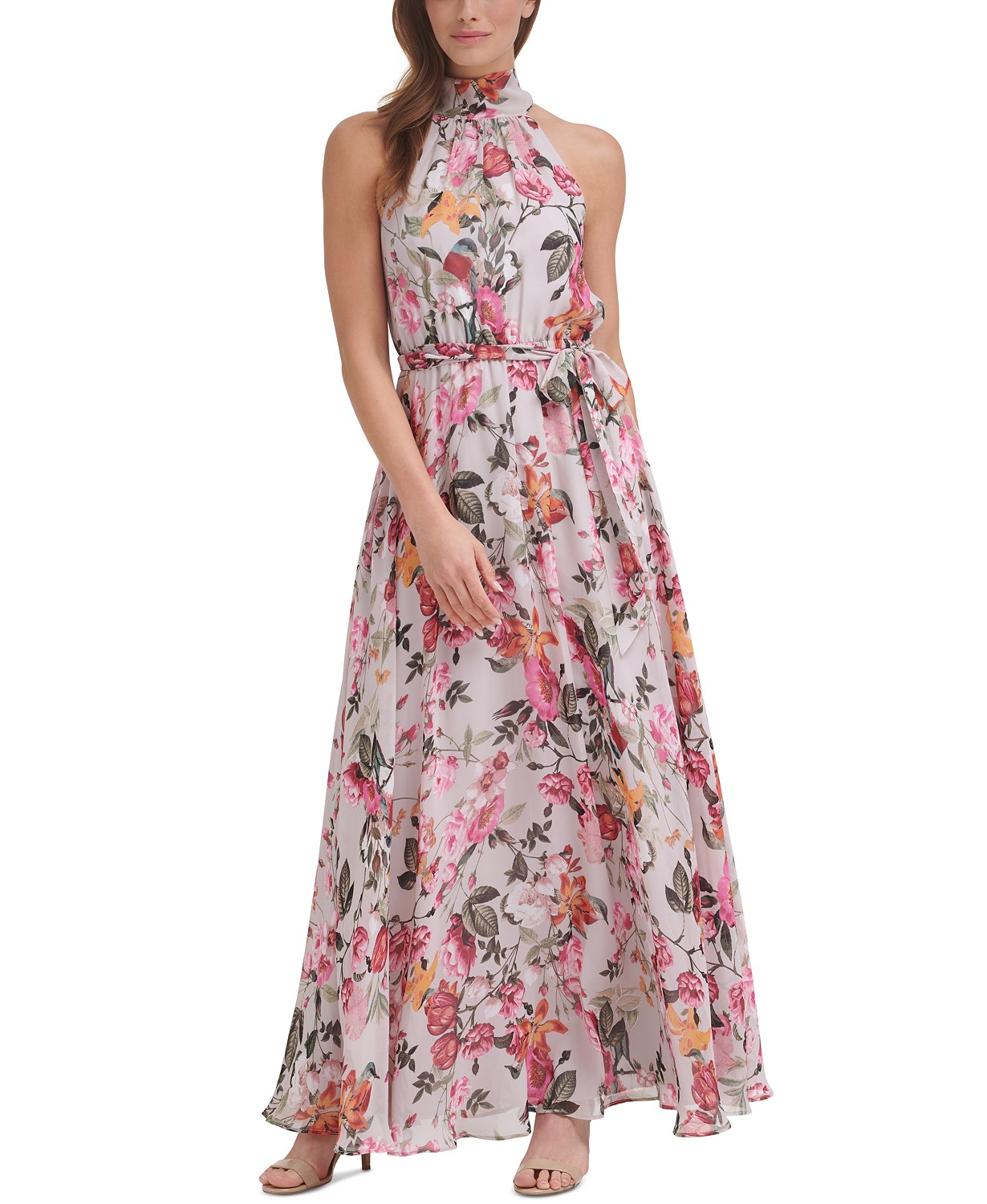 Eliza J Floral-Print Halter-Neck Maxi Dress