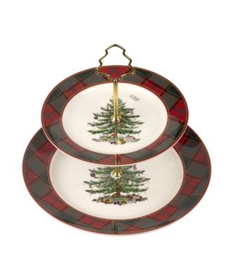 Двухуровневый сервер Spode Christmas Tree Tartan