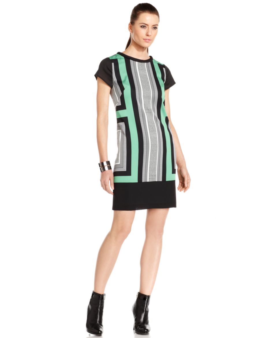 Vince Camuto Three Quarter Sleeve Printed Shift   Dresses   Women