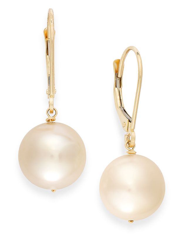 Macy's Cultured Freshwater Pearl Earrings in 14k Gold (10mm) & Reviews Earrings Jewelry