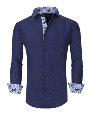 Мужская приталенная деловая рубашка Azaro Uomo в морском стиле на пуговицах 5590₽