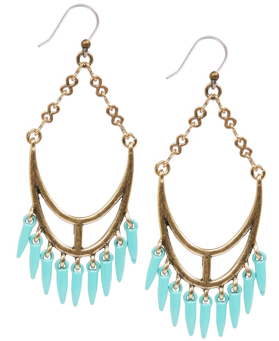 Lucky Brand Gold Tone Turquoise Spike Chandelier Earrings