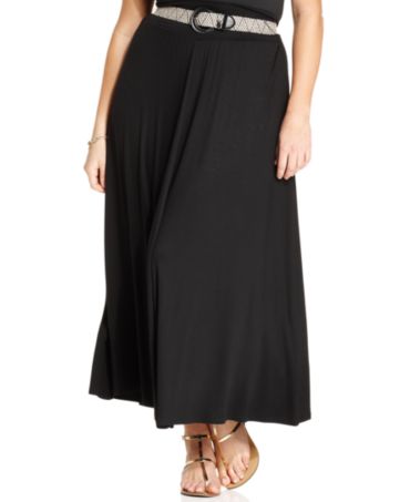 AGB Plus Size Belted Maxi Skirt - Skirts - Plus Sizes - Macy's