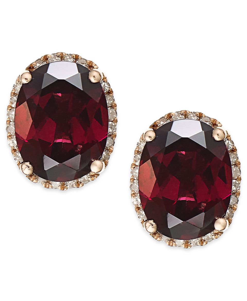 14k Gold Earrings, Garnet (7 1/5 ct. t.w.) and Diamond Accent Brio Drop   Earrings   Jewelry & Watches