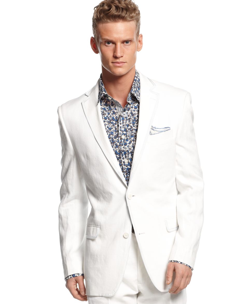 Tallia Orange Big and Tall Vanderbilt Linen Blend White Blazer   Blazers & Sport Coats   Men
