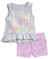 Calvin Klein Little Girls' 2-Piece Ruffle Top & Shorts Set