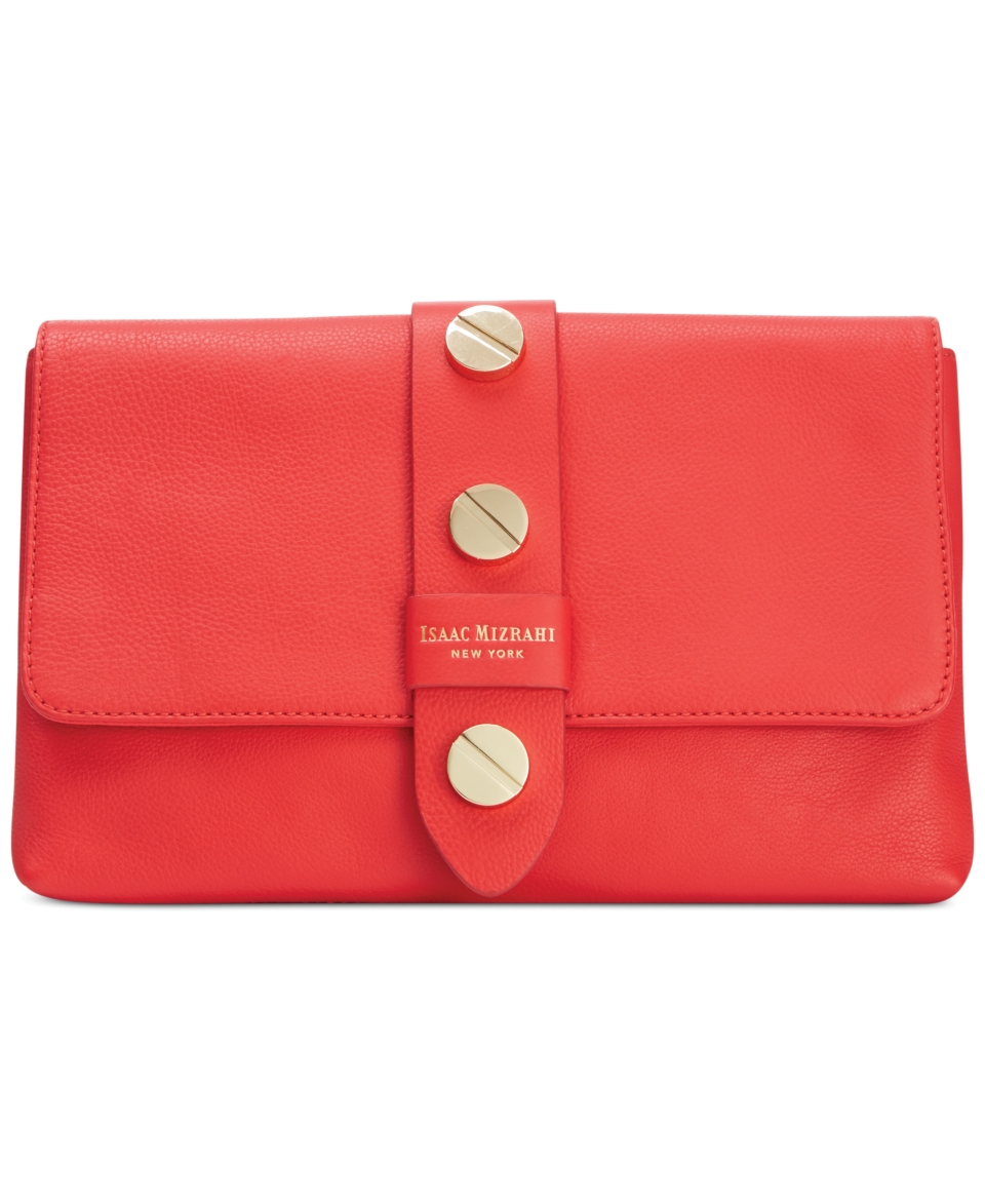 Isaac Mizrahi Pebbled Leather Olivia Clutch   Handbags & Accessories