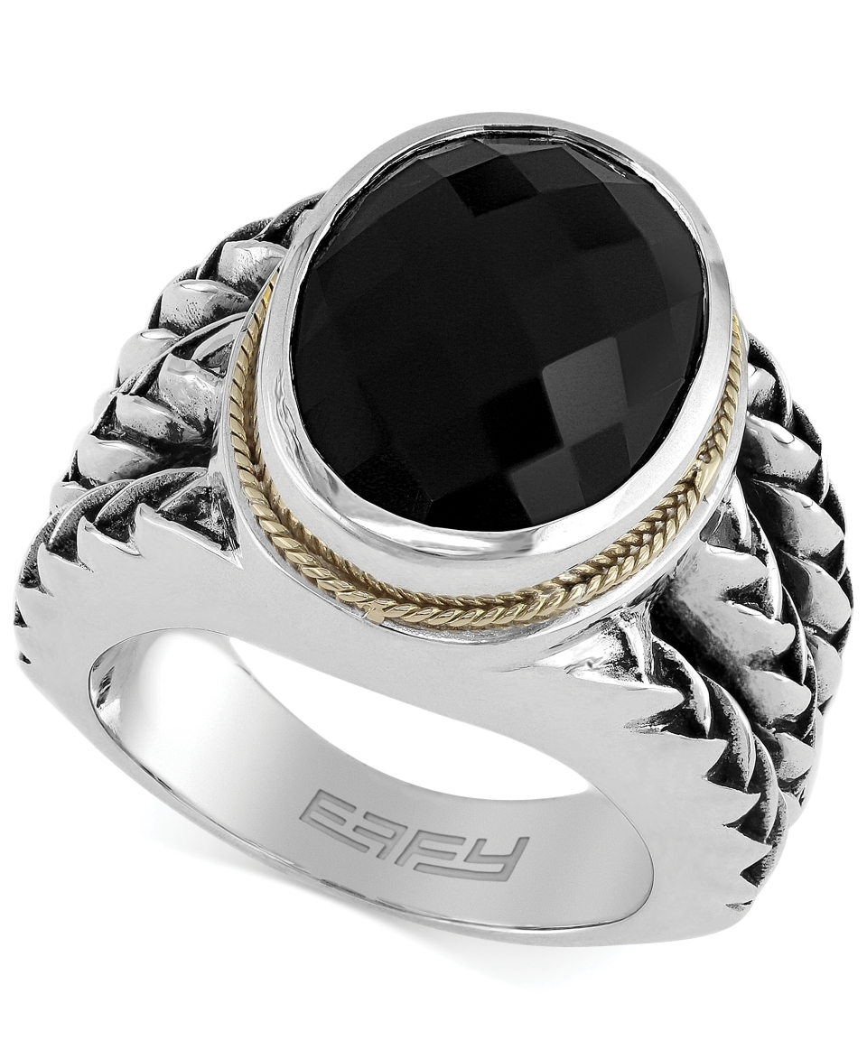 Balissima by Effy Onyx Braid Ring in 18k Gold and Sterling Silver (8 1