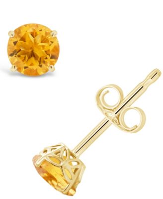 Серьги-гвоздики Macy's с цитрином 7/8 карат в 14K золоте, оранжевые