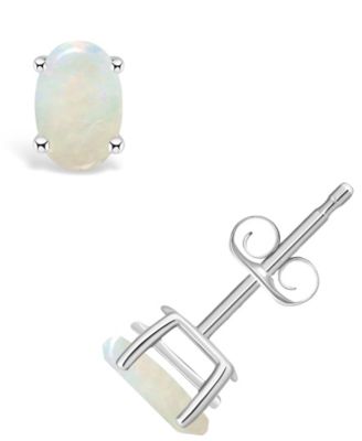 Серьги‑гвоздики Macy's с опалом 0,5 карат, 14K, белые