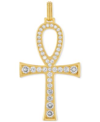 Мужское ювелирное изделие Esquire, подвеска-Анкх с кубическим цирконием из стерлингового серебра с позолотой 14 карат, созданная для Macy's