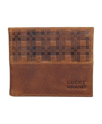 Мужской двойной бумажник из тисненой кожи в клетку от бренда Lucky