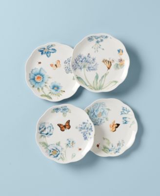 Ассорти из десертных тарелок Lenox Butterfly Meadow Blue, набор из 4 штук